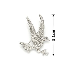Брошка металлическая со стразами Орёл 5.1см (11532)