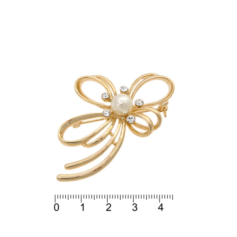 Брошка металлическая со стразами 6.3см (9912) 2