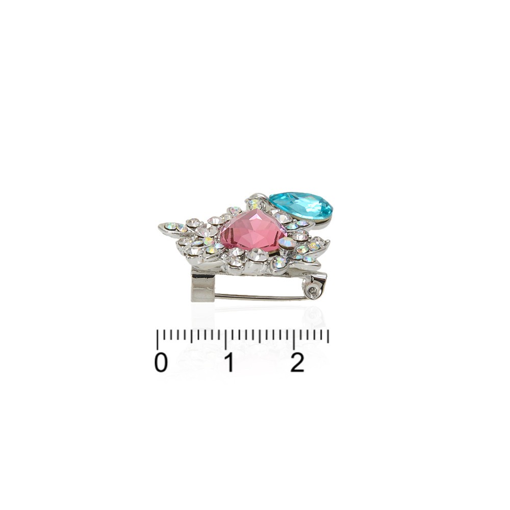 Брошка металлическая со стразами 3.9см (14425) 2