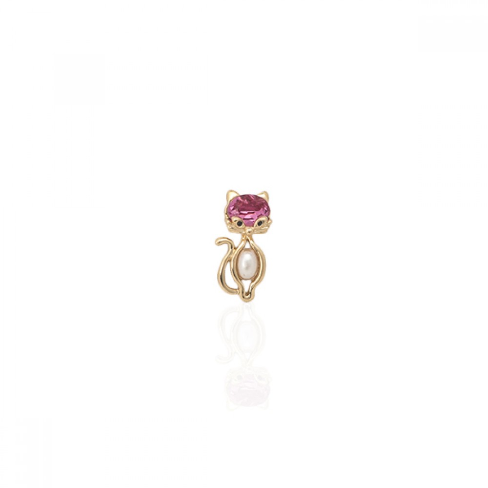 Брошка металлическая со стразами Кошка 2см (8074) 1