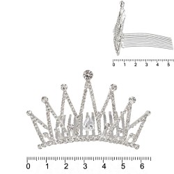 Диадема-гребень со стразами металлическая 6.4см (15241)