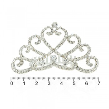 Диадема-гребень со стразами металлическая 6.8см (9134)