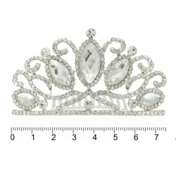 Диадема-гребень со стразами металлическая 7.5см (9143)