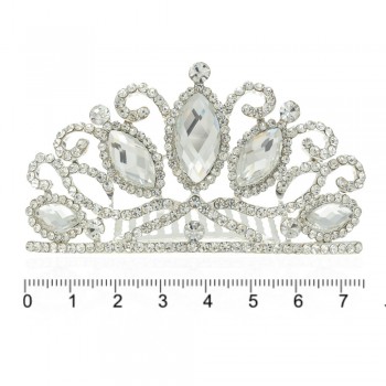 Диадема-гребень со стразами металлическая 7.5см (9143)