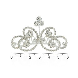 Диадема-гребень со стразами металлическая 6.4см (9697)
