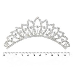 Диадема-гребень со стразами металлическая 11.6см (9701)