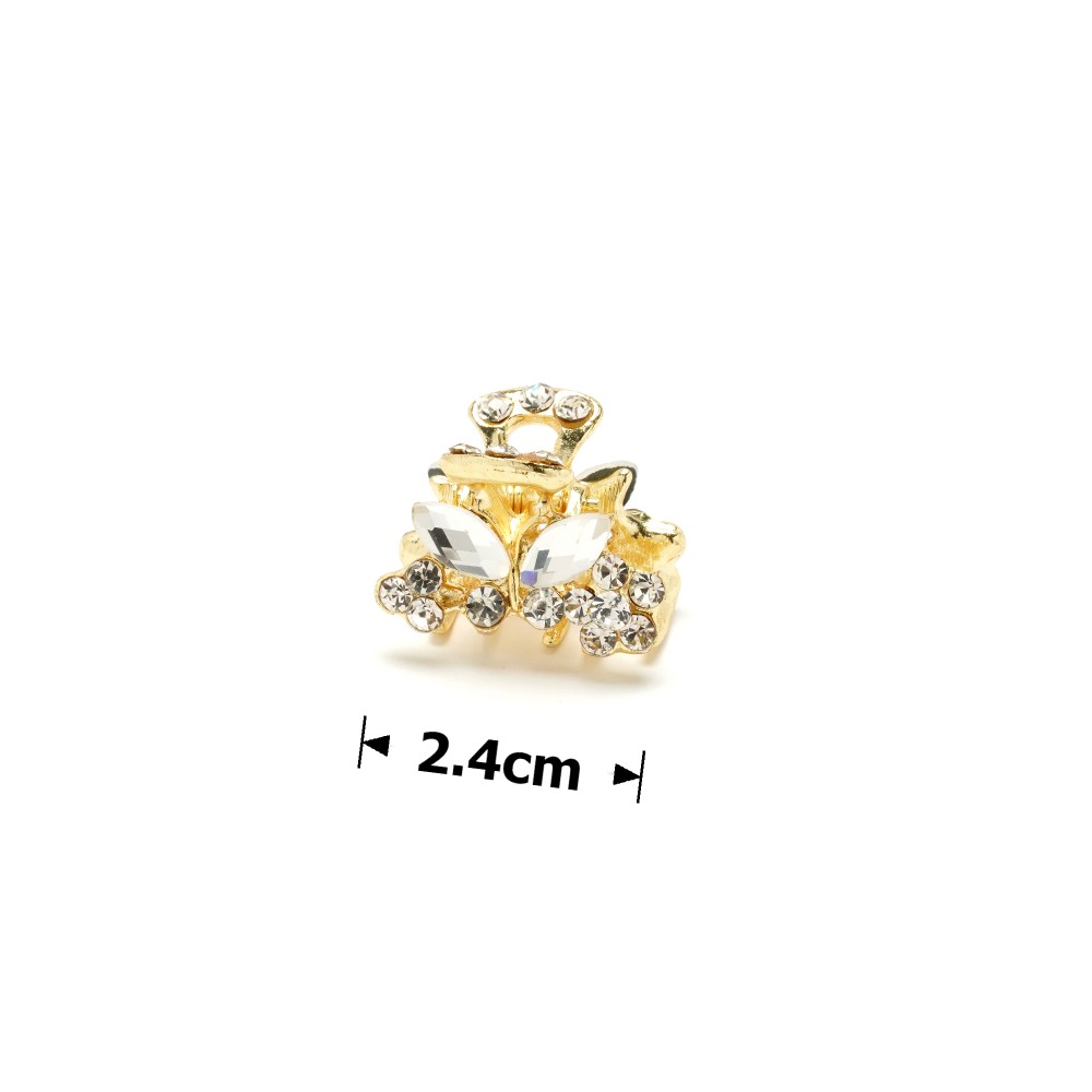 Заколка-краб для волос из металла со стразами 2.4см (10906) 3