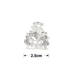 Заколка-краб для волос из металла со стразами 2.5см (14807)