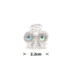 Заколка-краб для волос из металла со стразами 2.2см (15068)