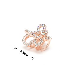 Заколка-краб для волос из металла со стразами 2.5см (15078)