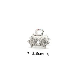 Заколка-краб для волос из металла со стразами 2.3см (15086)