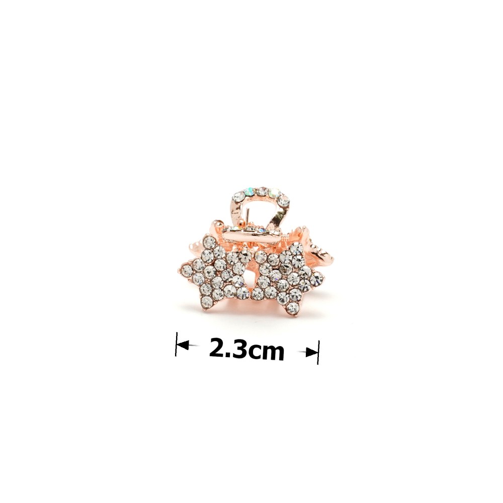 Заколка-краб для волос из металла со стразами 2.3см (15086) 3