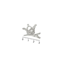 Заколка-уточка с короной металлическая 3см (13786)