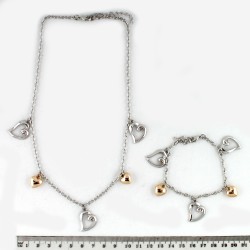 Набор из браслета и подвески на шею серебристый (8591)