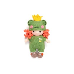 Вязаная игрушка амигуруми Девочка в костюме лягушки 22см зеленая (27875)