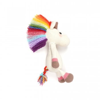 Вязаная игрушка амигуруми Единорог с радужной гривой 25см (27878)