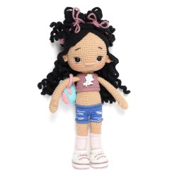 Вязаная игрушка амигуруми Девочка в шортах и топике 29см (27916)