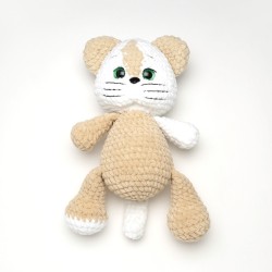 Вязаная игрушка амигуруми Котик плюшевый 33см бежевый (28149)