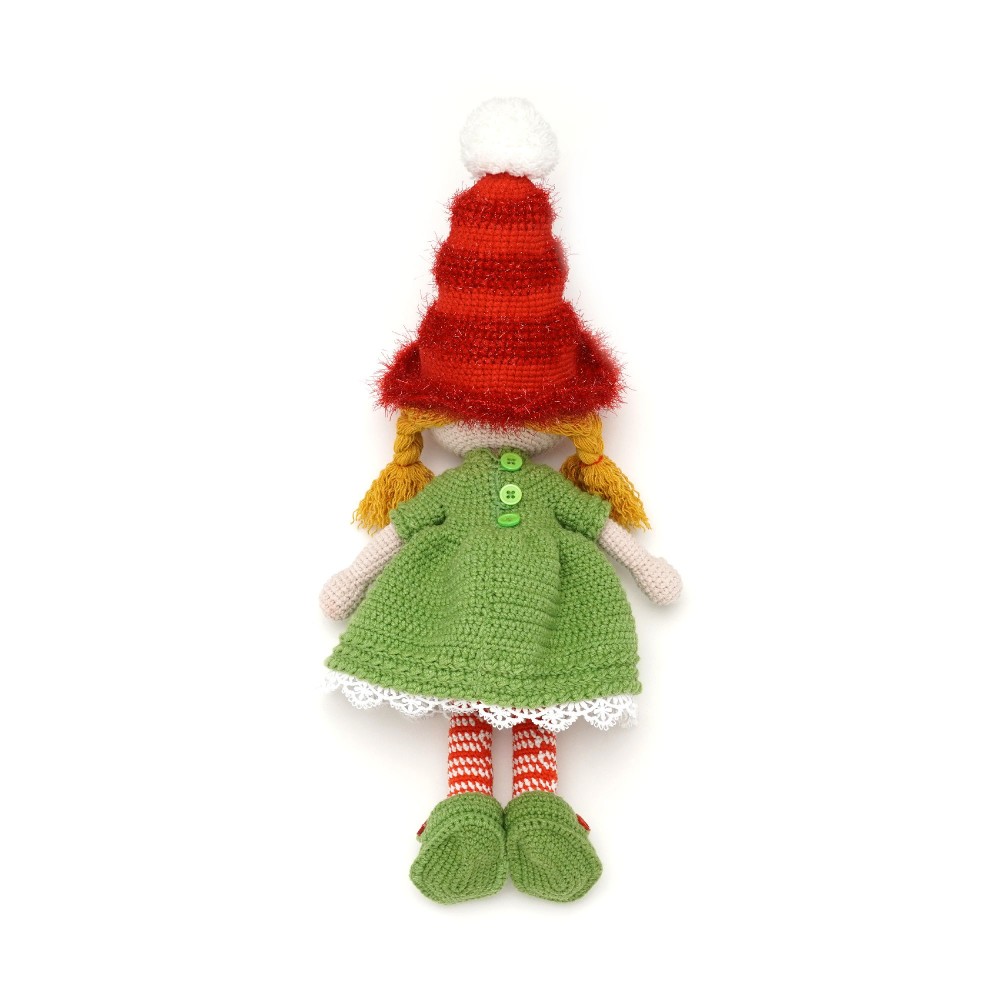 Вязаная игрушка амигуруми Девочка Эльф в красной шапке 40см (29710) 4