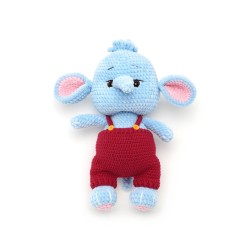  Вязаная игрушка амигуруми Слоник плюшевый 30см голубой (29711)