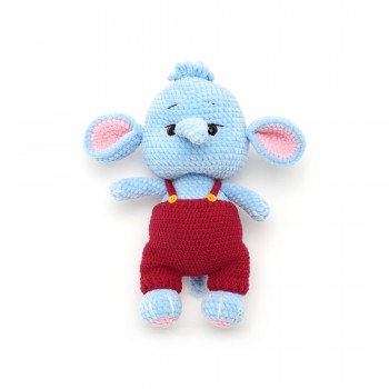 Вязаная игрушка амигуруми Слоник плюшевый 30см голубой (29711)