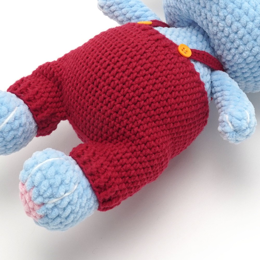 Вязаная игрушка амигуруми Слоник плюшевый 30см голубой (29711) 2