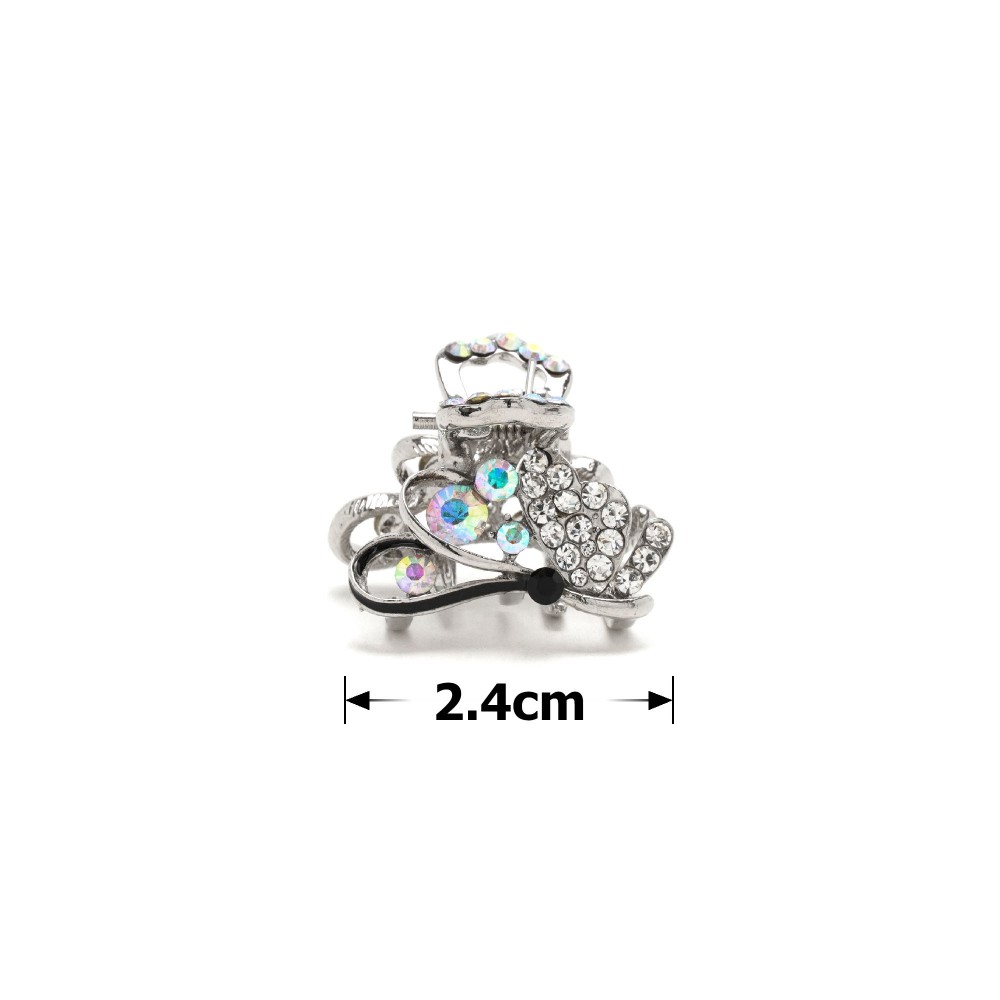Заколка-краб для волос из металла со стразами 2.4см (13946) 2