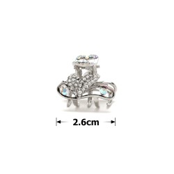 Заколка-краб для волос из металла со стразами 2.6см (13958)