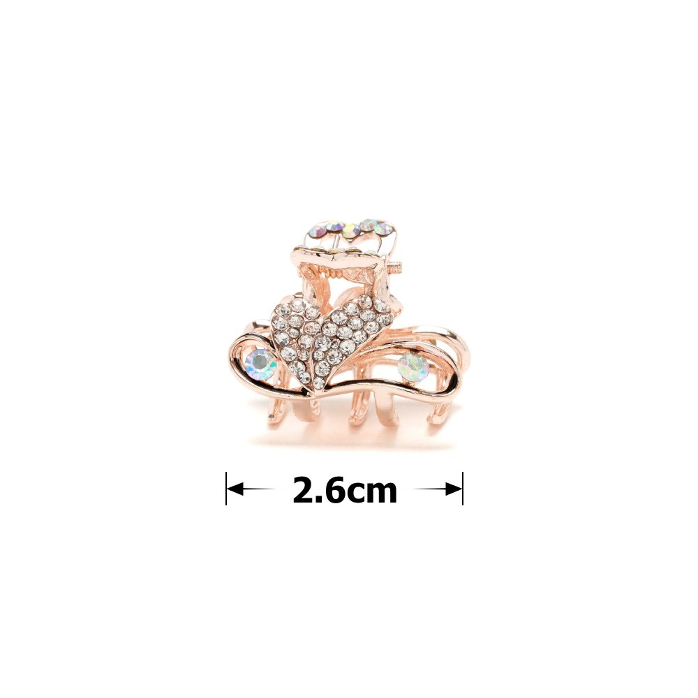 Заколка-краб для волос из металла со стразами 2.6см (13958) 2