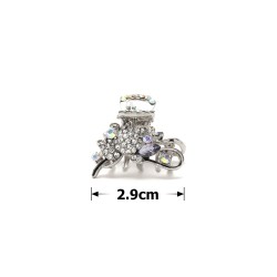Заколка-краб для волос из металла со стразами 2.9см (13959)