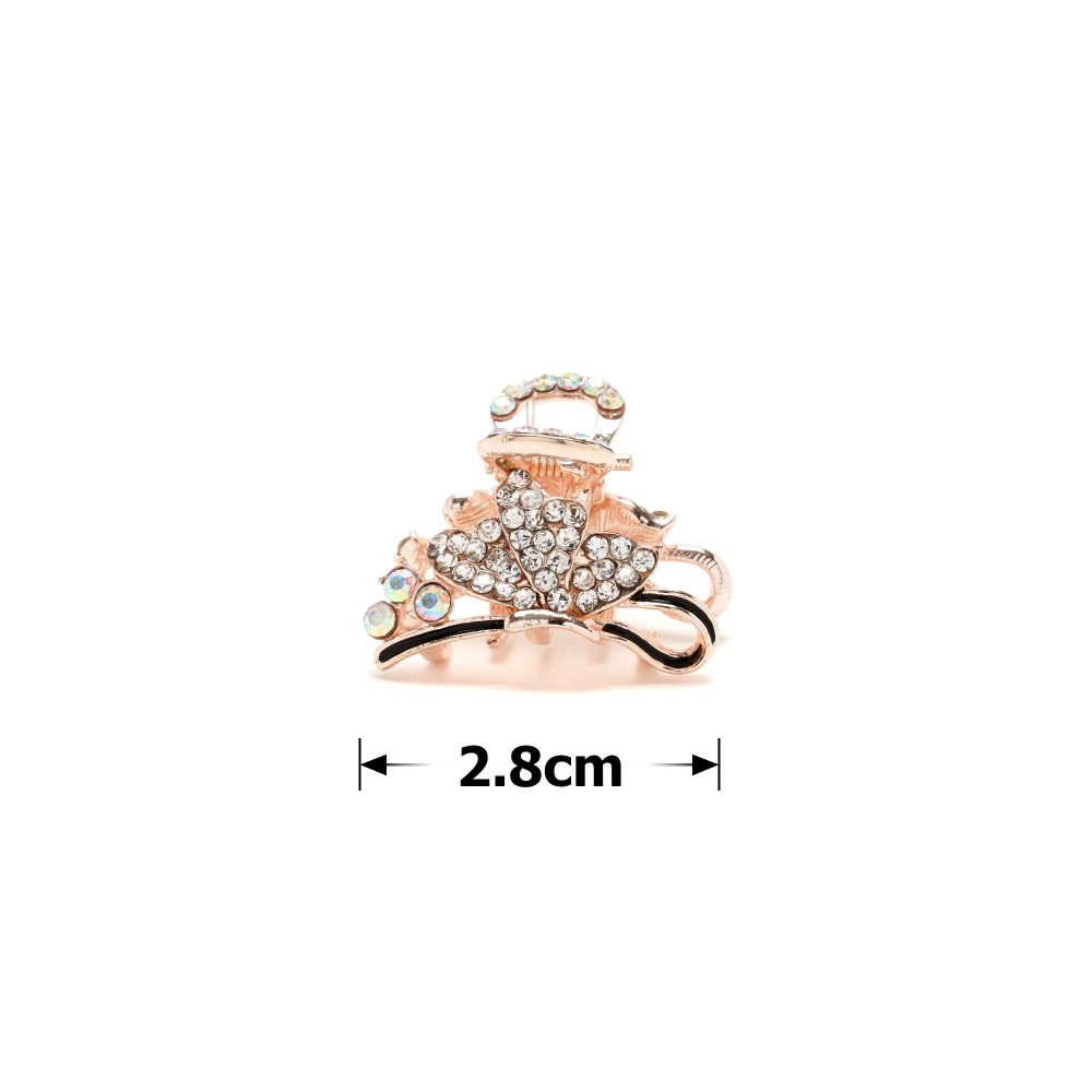 Заколка-краб для волос из металла со стразами 2.8см (14656) 6
